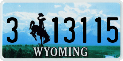 WY license plate 313115