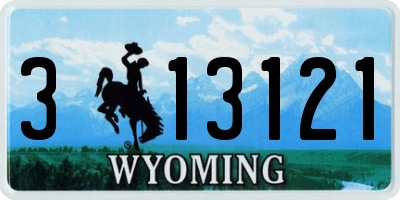 WY license plate 313121