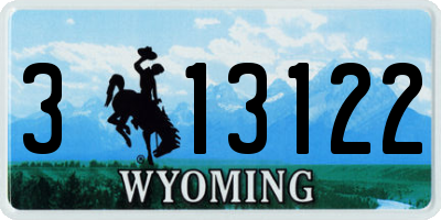 WY license plate 313122