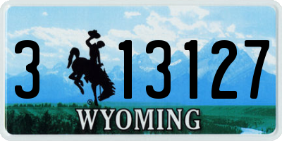 WY license plate 313127
