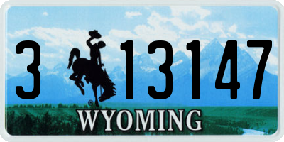 WY license plate 313147
