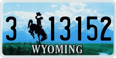 WY license plate 313152
