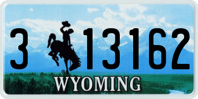 WY license plate 313162