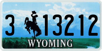 WY license plate 313212