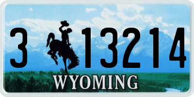 WY license plate 313214