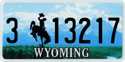 WY license plate 313217