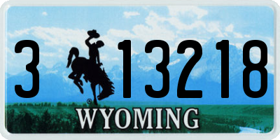 WY license plate 313218
