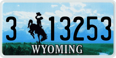 WY license plate 313253
