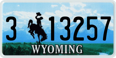 WY license plate 313257