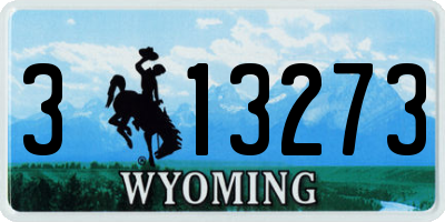 WY license plate 313273