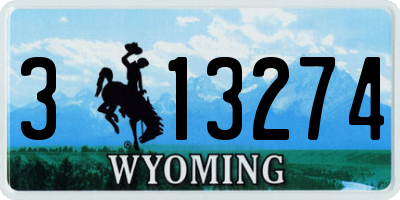 WY license plate 313274