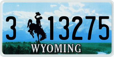 WY license plate 313275