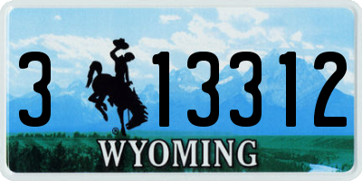 WY license plate 313312