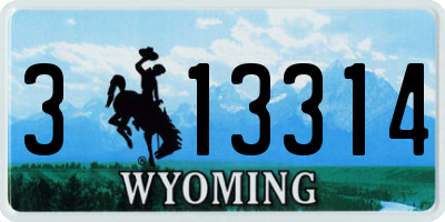 WY license plate 313314