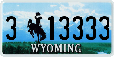 WY license plate 313333