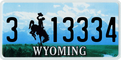 WY license plate 313334