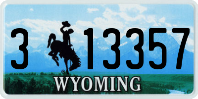 WY license plate 313357