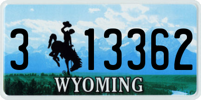 WY license plate 313362