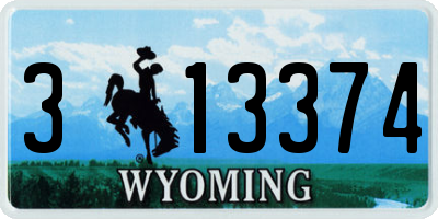 WY license plate 313374