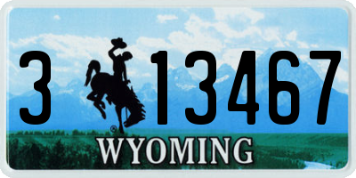 WY license plate 313467