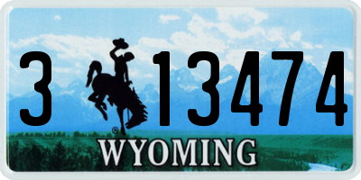 WY license plate 313474