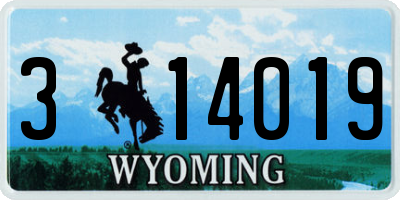 WY license plate 314019