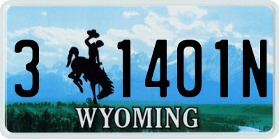 WY license plate 31401N