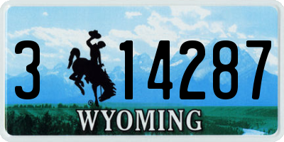 WY license plate 314287