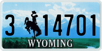 WY license plate 314701