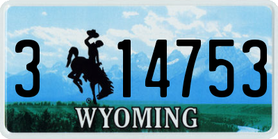 WY license plate 314753
