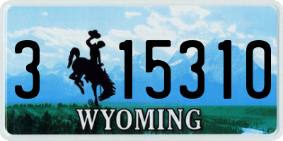 WY license plate 315310