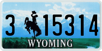 WY license plate 315314