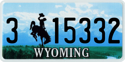 WY license plate 315332
