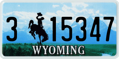 WY license plate 315347