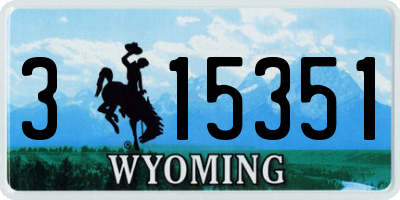 WY license plate 315351