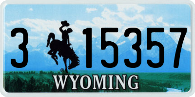 WY license plate 315357