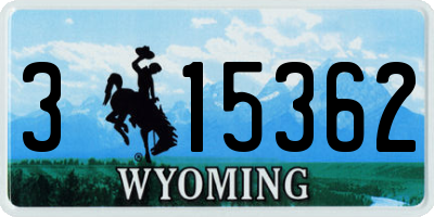 WY license plate 315362