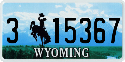 WY license plate 315367