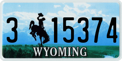 WY license plate 315374