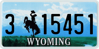 WY license plate 315451