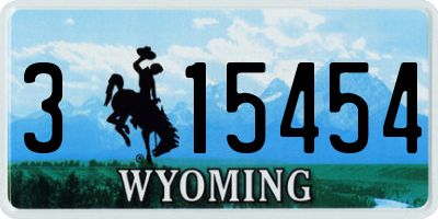 WY license plate 315454