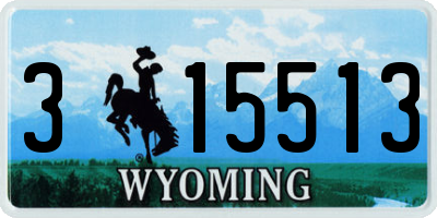 WY license plate 315513