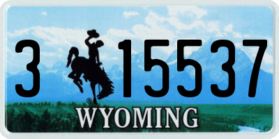 WY license plate 315537