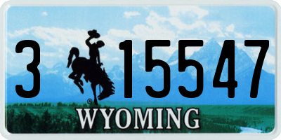WY license plate 315547