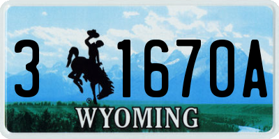WY license plate 31670A