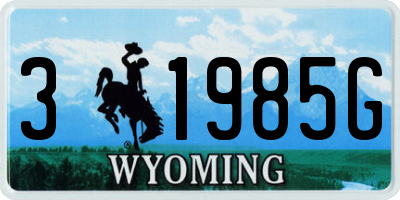 WY license plate 31985G