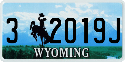 WY license plate 32019J