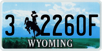 WY license plate 32260F