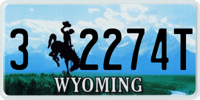 WY license plate 32274T