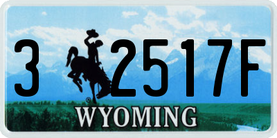 WY license plate 32517F